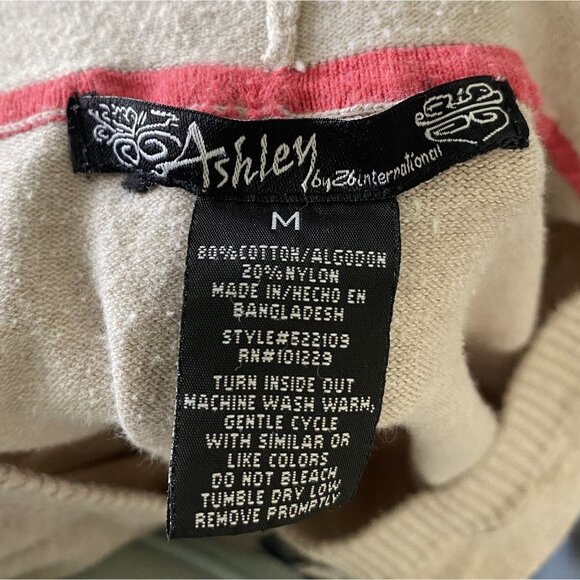 ⭐ 3/$15 Vintage Y2K Ashley Medium Tan Pink Hooded Sweatshirt With Pouch Pocket - Picture 8 of 8